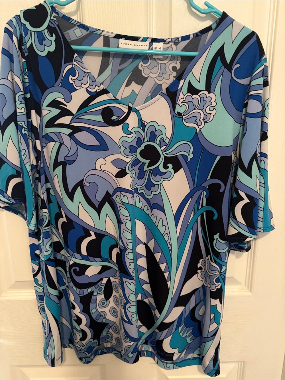 QVC Susan Graver printed liquid knit top